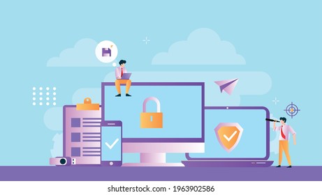 design illustration of security protection for data on office servers