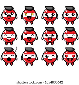 Design, illustration of set of a mascot badge, the flag of austrian country