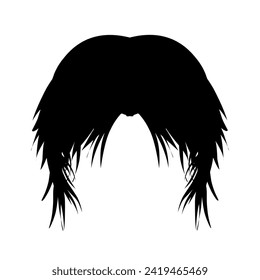 Design illustration of the shape of a man's long black hair. Perfect for stickers, card elements, social media, banners, posters