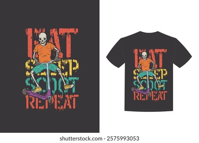 design with illustration skeleton scooter t shirt design