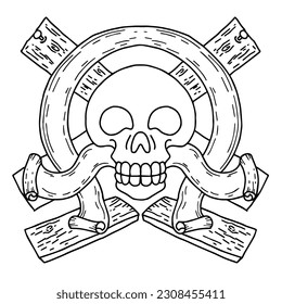 Design Illustration Skull Head Outline coloring
