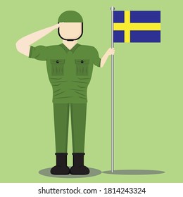 Design illustration of soldiers holding a flag, you can use it for stickers, icons, websites, etc.