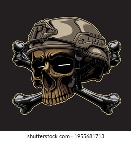 design illustration tactical skull in the dark beground