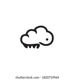 Design illustration that depicts clouds that are combined with the shape of the head of a dinosaur , can be used to design the logo and icon