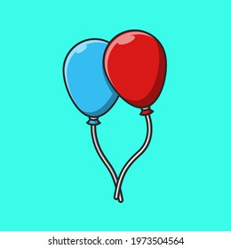 Design illustration of two balloons in red and blue. Isolated object design. Suitable for landing pages, icons, stickers, book covers, banners, assets etc.