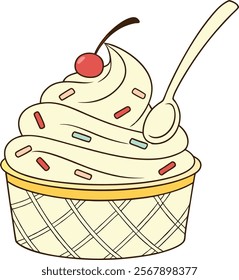 A design an illustration of a vanilla ice-cream vector art