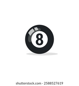 the design illustration vector of the eight billiard ball has a shadow.