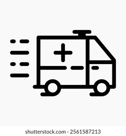 Design Illustration vector graphic of ambulance icon with line style. Suitable for UI, mobile design, web design, etc.