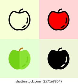 Design Illustration vector graphic of apple set icon with line style. Suitable for UI, mobile design, web design, etc