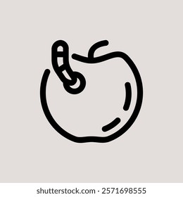 Design Illustration vector graphic of apple and worm icon with line style. Suitable for UI, mobile design, web design, etc