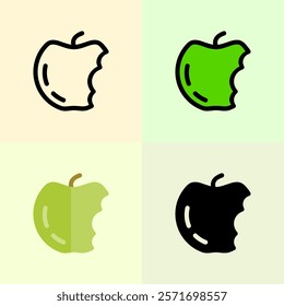 Design Illustration vector graphic of bite apple set icon with line style. Suitable for UI, mobile design, web design, etc