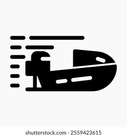 Design Illustration vector graphic of boat icon with glyph style. Suitable for UI, mobile design, web design, etc.