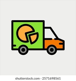 Design Illustration vector graphic of container truck icon with line and color style. Suitable for UI, mobile design, web design, etc