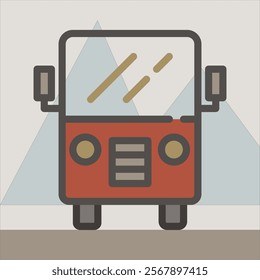 Design Illustration vector graphic of front view bus icon with flat desaturated style. Suitable for UI, mobile design, web design, etc