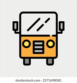 Design Illustration vector graphic of front view bus icon with line and color style. Suitable for UI, mobile design, web design, etc