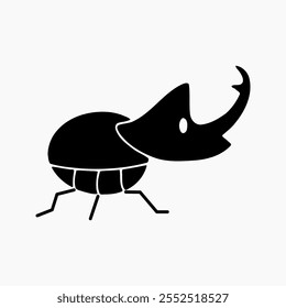 Design Illustration vector graphic of horned beetle solid icon. Suitable for anything related to animals