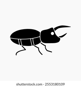 Design Illustration vector graphic of horned beetle solid icon. Suitable for anything related to animals