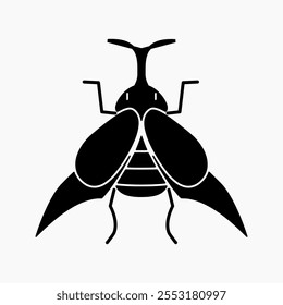 Design Illustration vector graphic of horned beetle solid icon. Suitable for anything related to animals