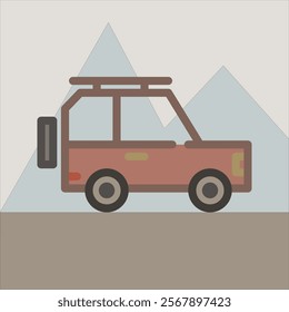 Design Illustration vector graphic of jeep icon with flat desaturated style. Suitable for UI, mobile design, web design, etc