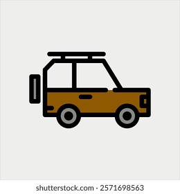 Design Illustration vector graphic of jeep icon with line and color style. Suitable for UI, mobile design, web design, etc