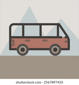 Design Illustration vector graphic of MPV car icon with flat desaturated style. Suitable for UI, mobile design, web design, etc