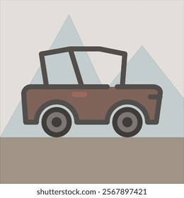 Design Illustration vector graphic of old car icon with flat desaturated style. Suitable for UI, mobile design, web design, etc