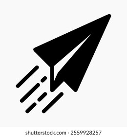 Design Illustration vector graphic of paper plane icon with glyph style. Suitable for UI, mobile design, web design, etc.