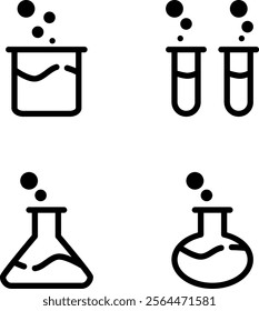 Design Illustration vector graphic of round, square, triangle, and small bottle potion icon with line style. Suitable for science, medical, and game theme.