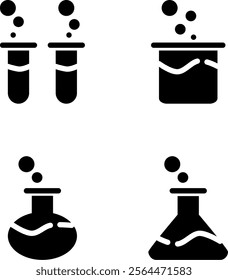 Design Illustration vector graphic of round, square, triangle, and small bottle potion icon with glyph style. Suitable for science, medical, and game theme.