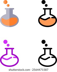 Design Illustration vector graphic of round bottle potion icon with line, flat, and color style. Suitable for science, medical, and game theme.