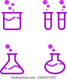 Design Illustration vector graphic of round, square, triangle, and small bottle potion icon with line color style. Suitable for science, medical, and game theme.