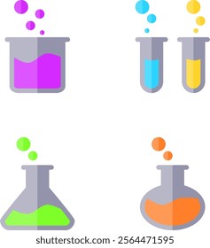 Design Illustration vector graphic of round, square, triangle, and small bottle potion icon with flat style. Suitable for science, medical, and game theme.