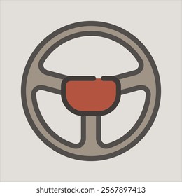 Design Illustration vector graphic of steering wheel icon with flat desaturated style. Suitable for UI, mobile design, web design, etc