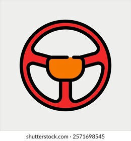 Design Illustration vector graphic of steering wheel icon with line and color style. Suitable for UI, mobile design, web design, etc