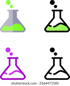 Design Illustration vector graphic of triangle bottle potion icon with line, flat, and color style. Suitable for science, medical, and game theme.