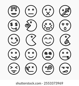 Design Illustration vector set line icon emoji. Good for user interface UI, etc.