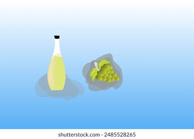 design illustration of wine and wine bottles from grape juice