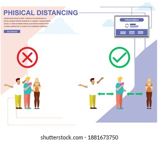 Design illustrations about keeping distance within the pandemic