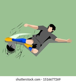 Design illustrations, Cartoon characters in black uniformed soccer players. vector football player.