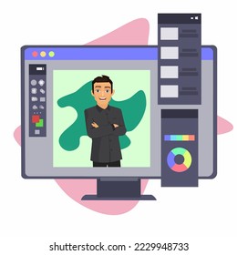 design Illustrations Computer with open pages and design tab