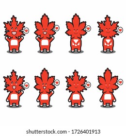 the design of illustrations mascot maple leaves for a  celebration of the day canada