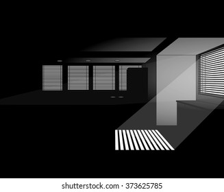design illustrations modern kitchen(vector eps 10)light filters through the blinds