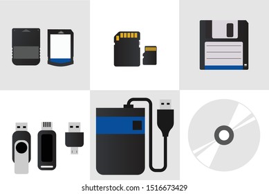 design illustrator of memory card and usb 