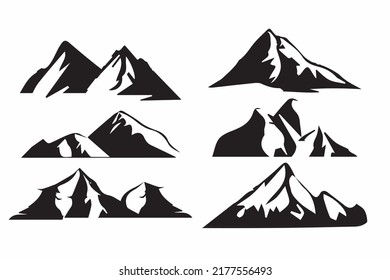 Design a illustrator vector of Mountain Hill Silhouette Clip-art set isolated 