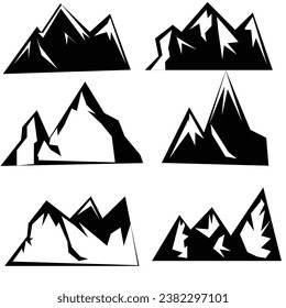 Diseñar un vector ilustrador del conjunto de imágenes prediseñadas de Silhouette de montaña.
