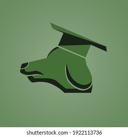 Design ilustration Dog Head With University Hat