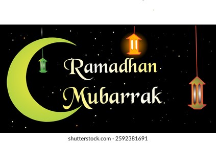 Design ilustration vector, happy ramadhan mubarrak. 