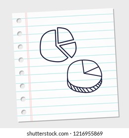 design image icon pie chart with paper background. vector illustration