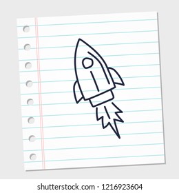 design image icon rocket with paper background. vector illustration