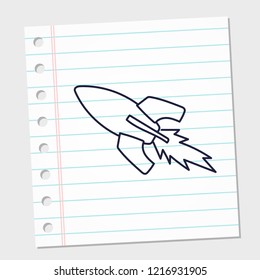 design image icon rocket with paper background. vector illustration